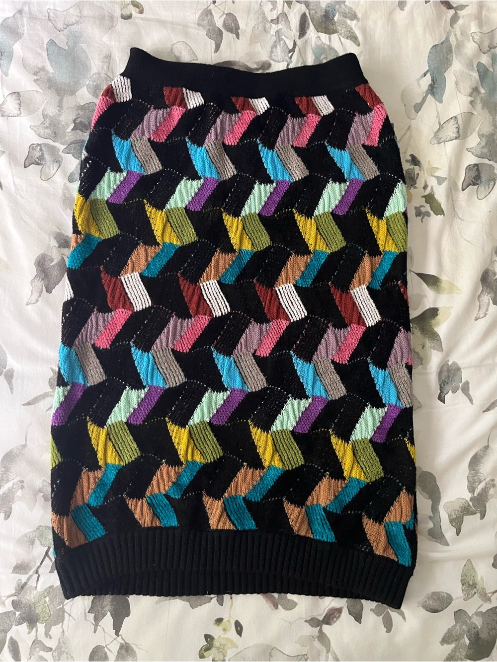 Missoni Black Multicolor Chevron Knit Pencil Skirt